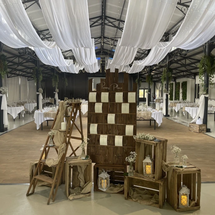 Decoration mariage domaine plafond tenture led Chateau de la Barbiniere