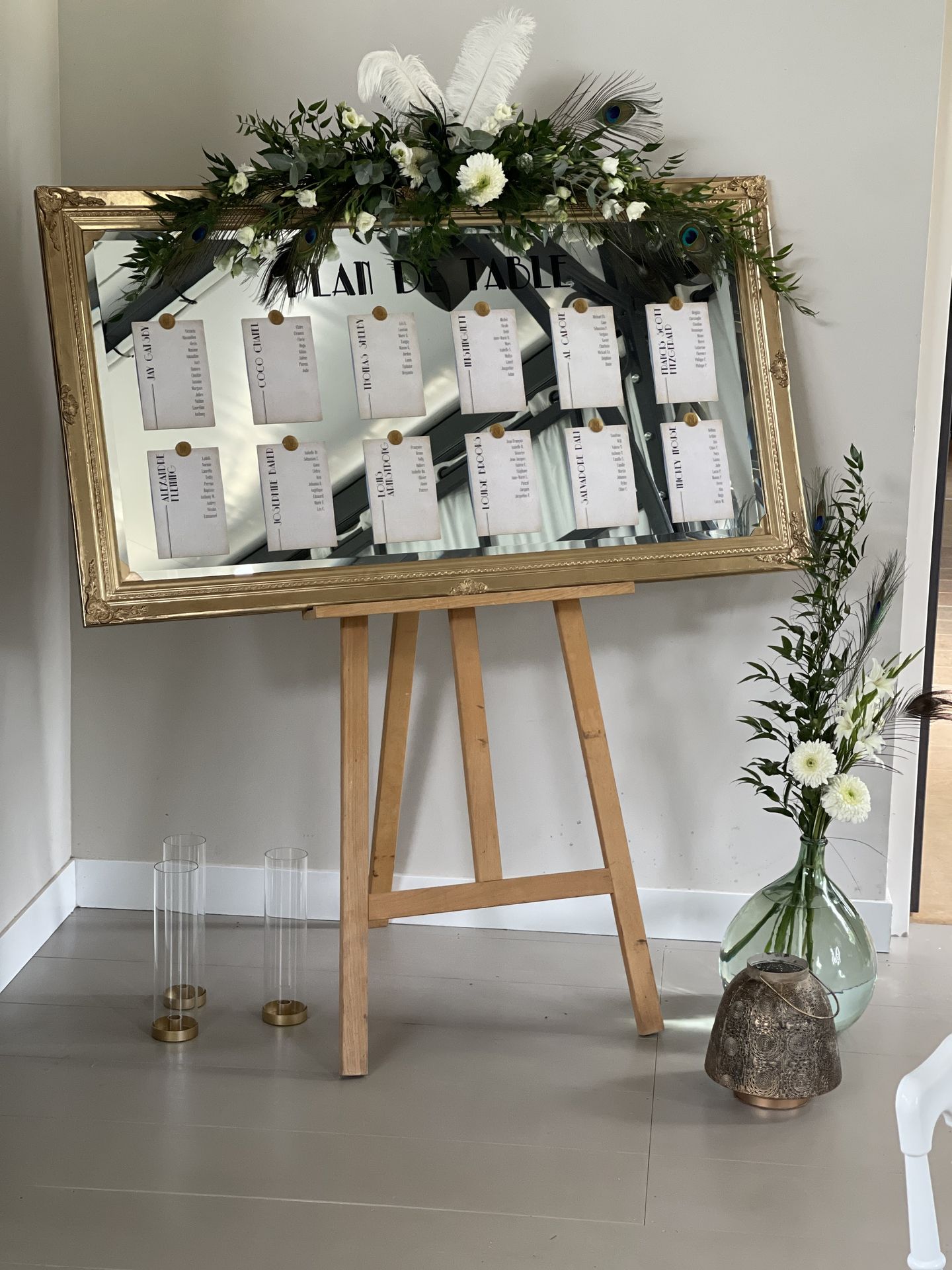 decoration salle plan de table miroir chateau de la frogerie Maulevrier