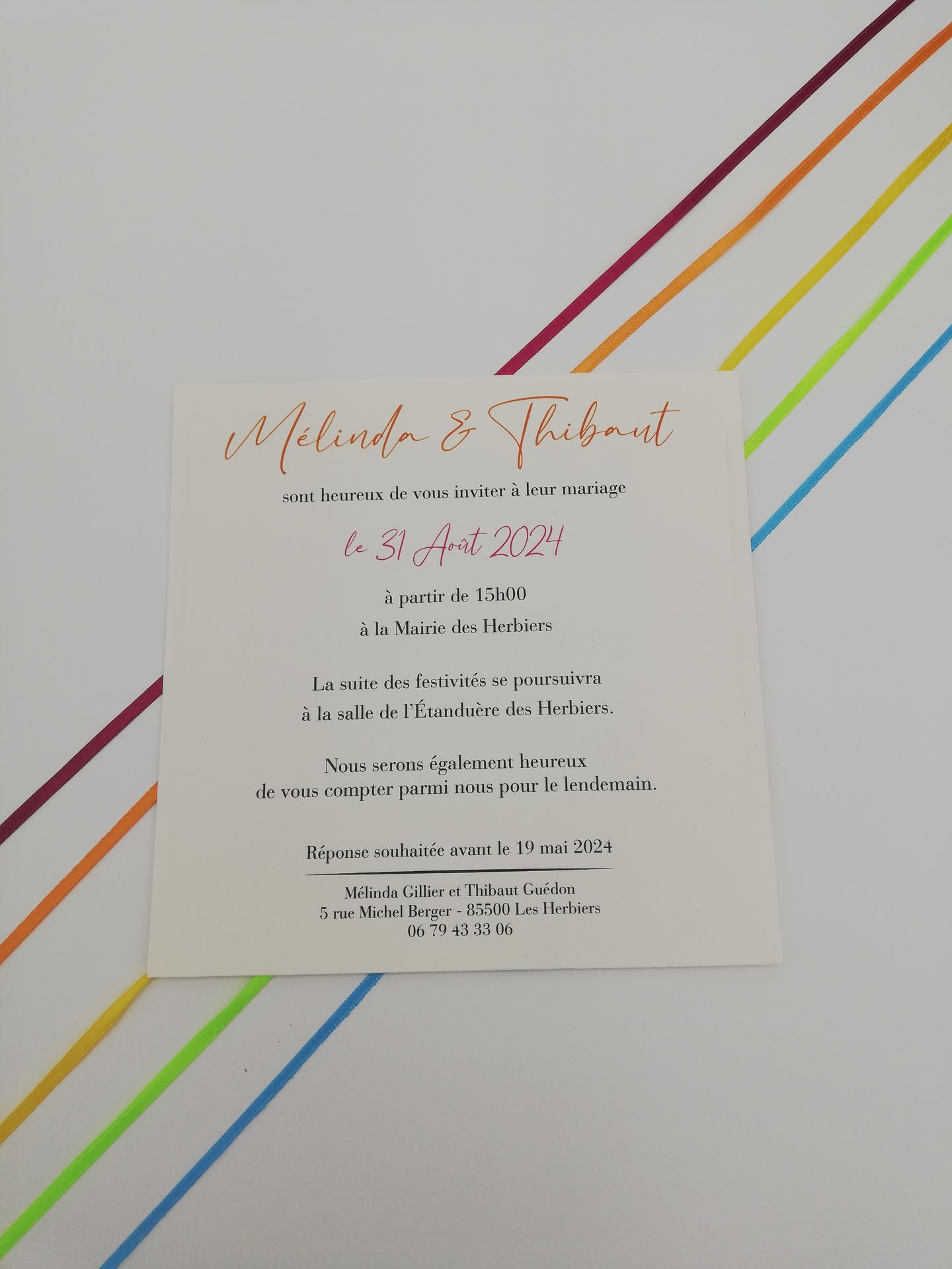 Faire part mariage colore