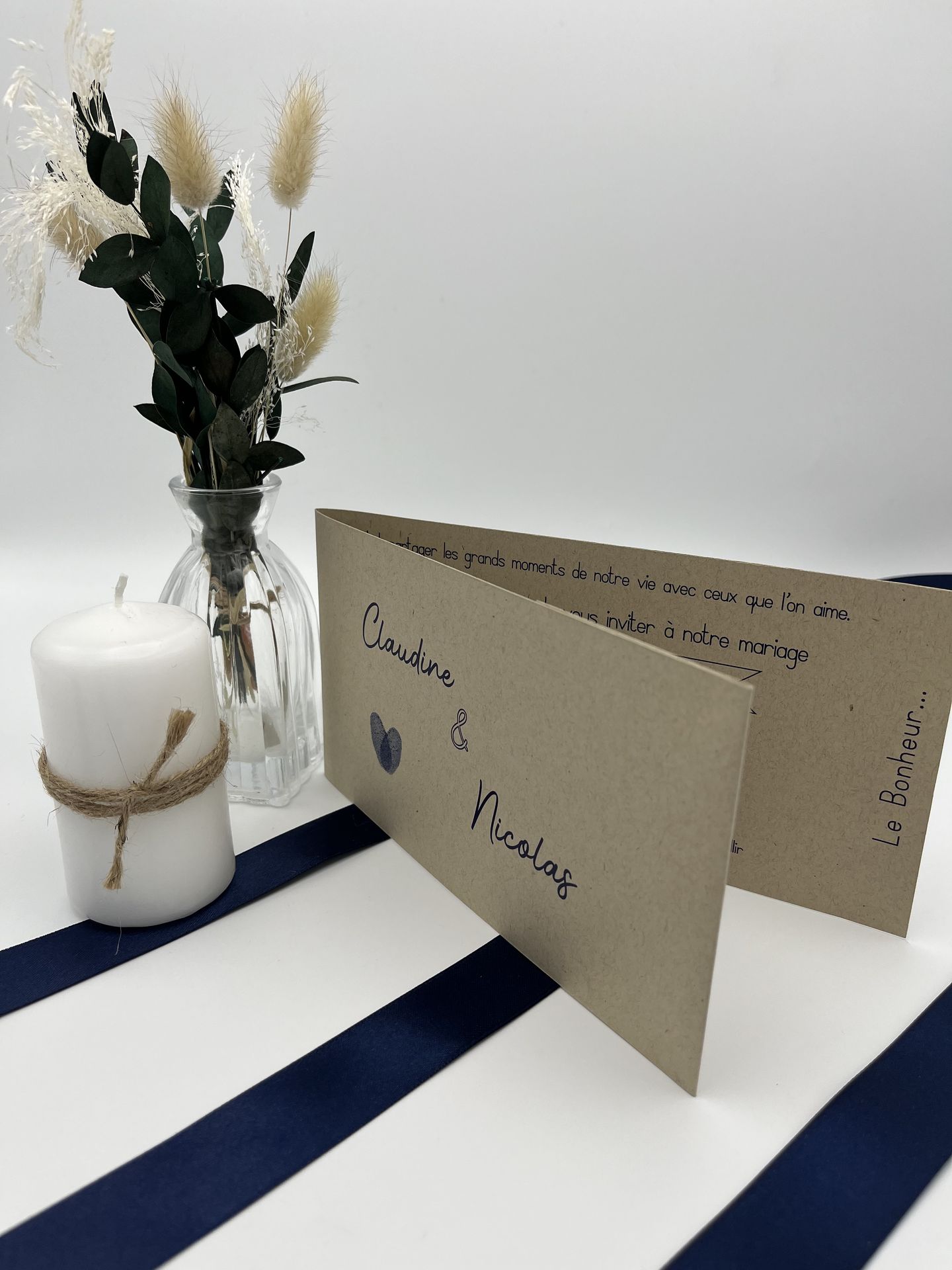 Faire part mariage bleu fonce